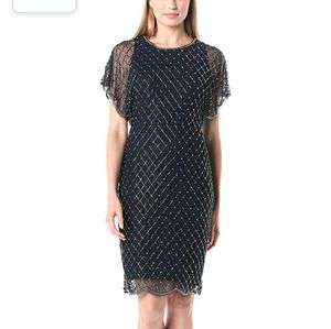 Adrianna Papell Women's Beaded Dolman Short Dress